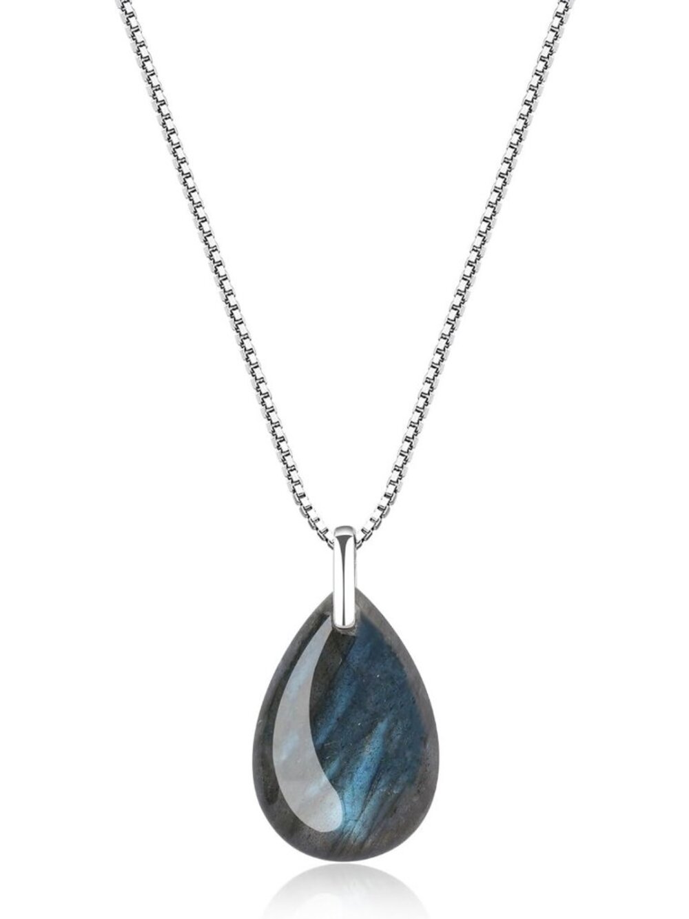 Elegant Silver Teardrop Pendant Necklace with Crystal Accents for Women